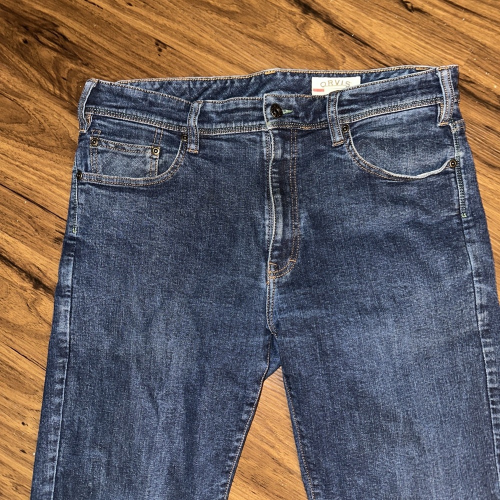 Orvis Mens 1856 Jeans Five Pocket Straight Leg Stretch 36x30 (35x29) 2LM1